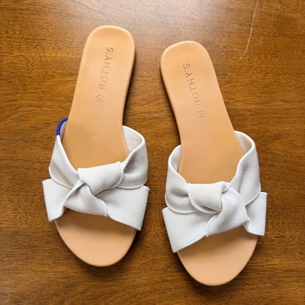 Rothy's White Knotted Slide Sandals